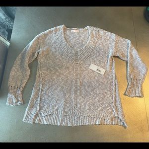 Rebecca Taylor Metallic Tea Rose Sweater